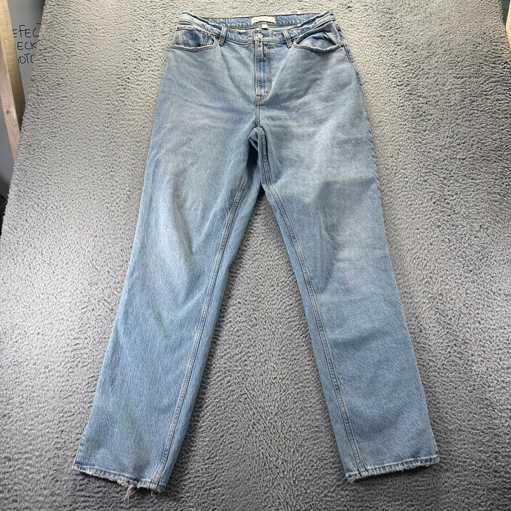 Abercrombie & Fitch Jeans Women 14 Blue Denim Cotton Straight 90 Hi-Rise Stretch